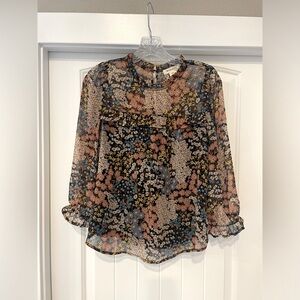 Monteau Brown Floral Blouse